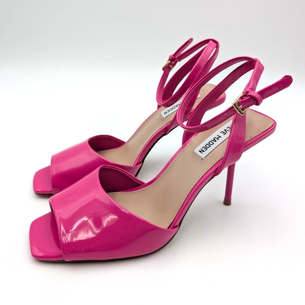 Steve Madden Leesha Patent Ankle Strap Sandals Women's Pink Size US8M EU38.5